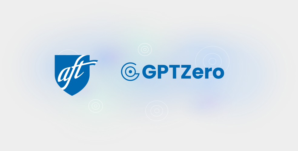 Image shows two logos, AFT and GPTZero 