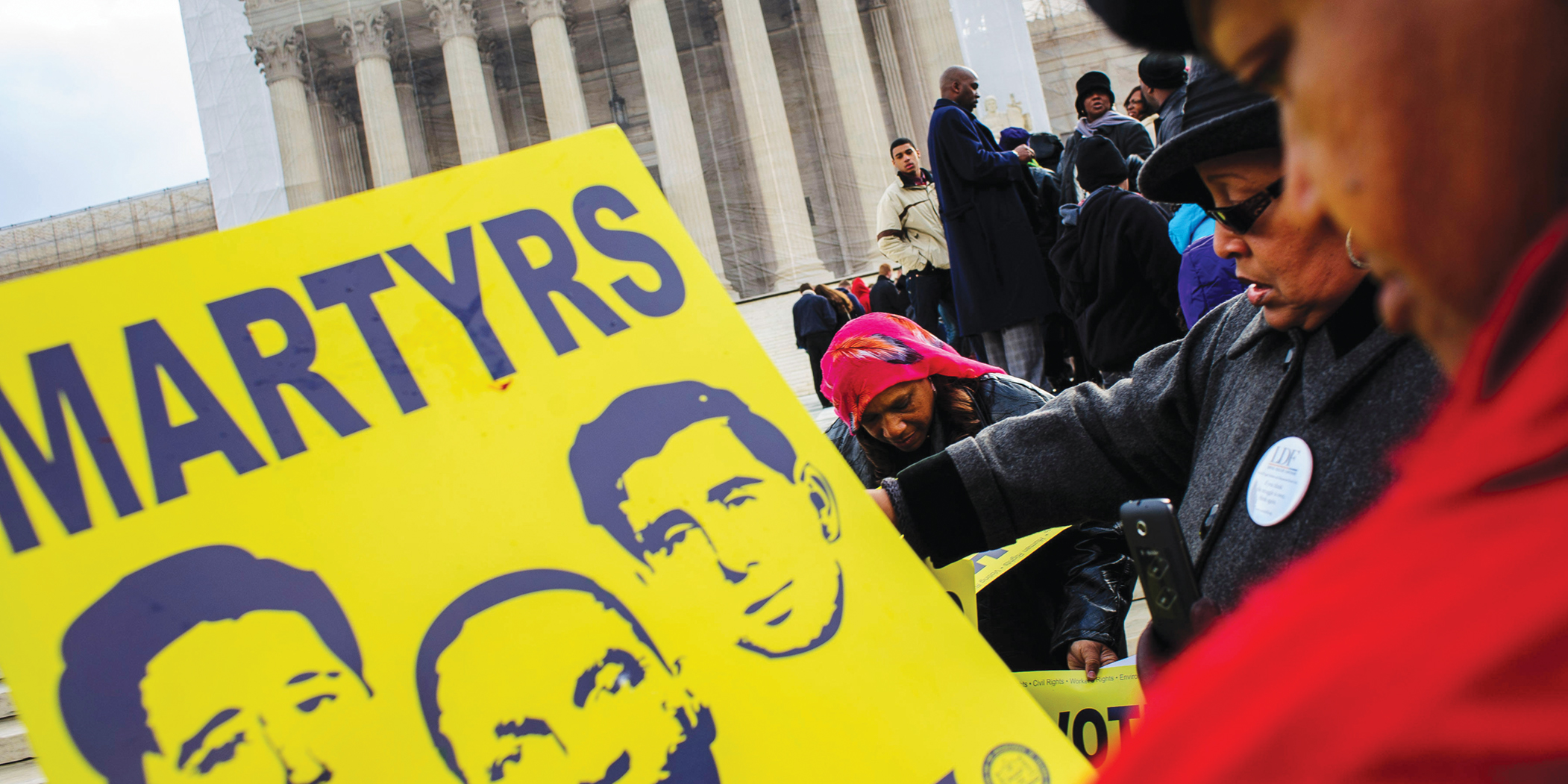 Supporters of the 1964 Voting Rights Act outside the US Supreme Court during Shelby County v. Holder, Feb. 2013, Pete Marovich/ZUMAPRESS.com/Alamy Live News