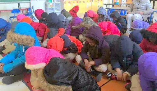 Freezing students in Baltimore classroom