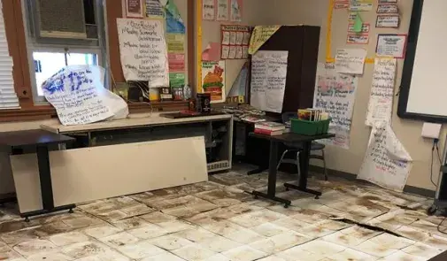 Damaged floor tiles in Baltimore