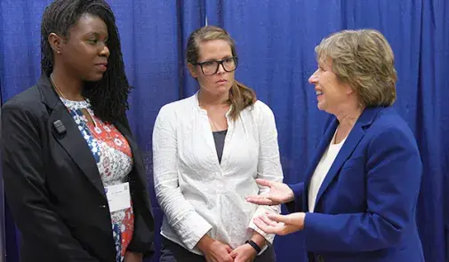 Randi Weingarten with lawsuit plaintiffs