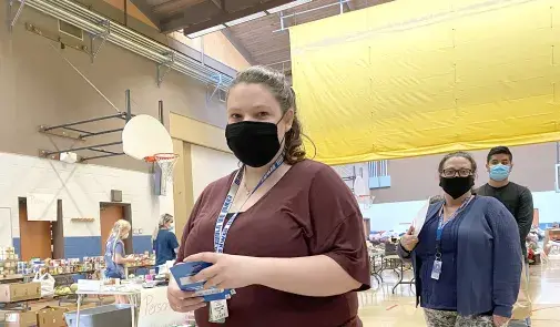woman wears a face mask