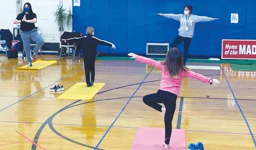 Yoga class in school