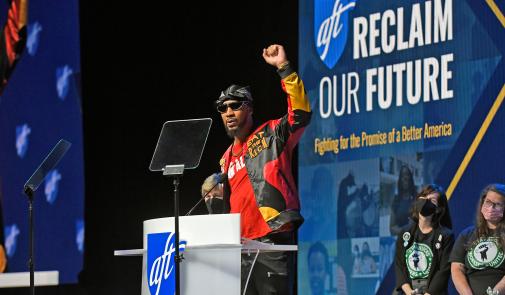 Chris Smalls and Starbucks workers at AFT Convention