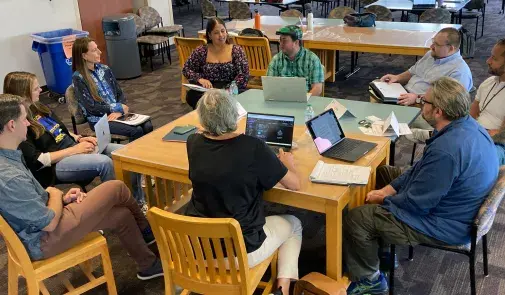 AFT members gathered last summer for in-person workshops where they developed affiliate-specific projects as part of AFT's Real Solutions in Higher Education campaign.