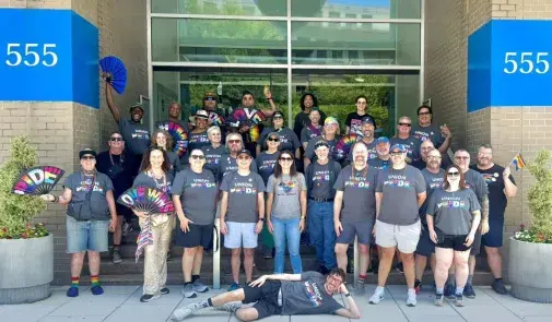 pride task force outside AFT headquarters