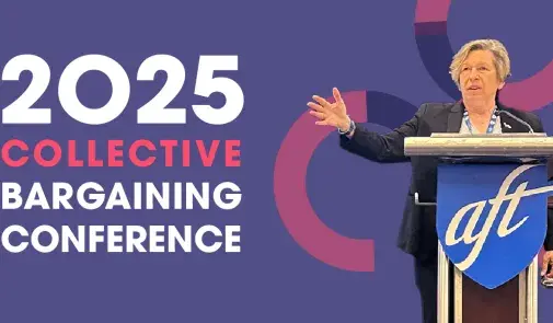 Collective Bargaining Conference graphic featuring AFT President Randi Weingarten