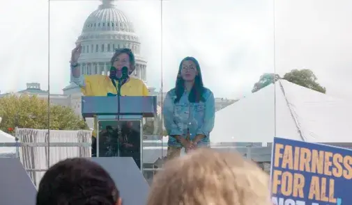 Weingarten speaks at a “No Kings” protest in Washington, D.C., on Oct. 18.