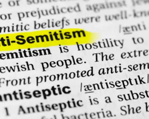 Graphic showing dictionary definition of anti-Semitism