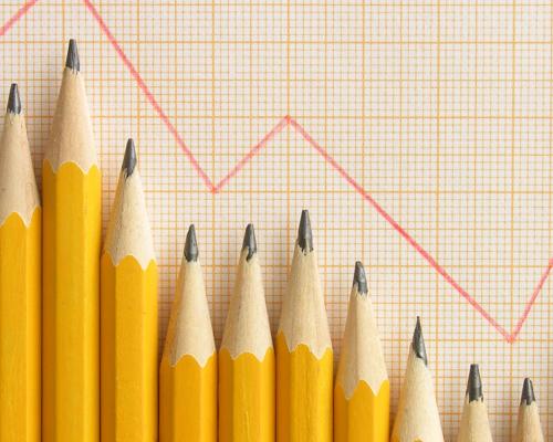 pencils lined up to form a graph