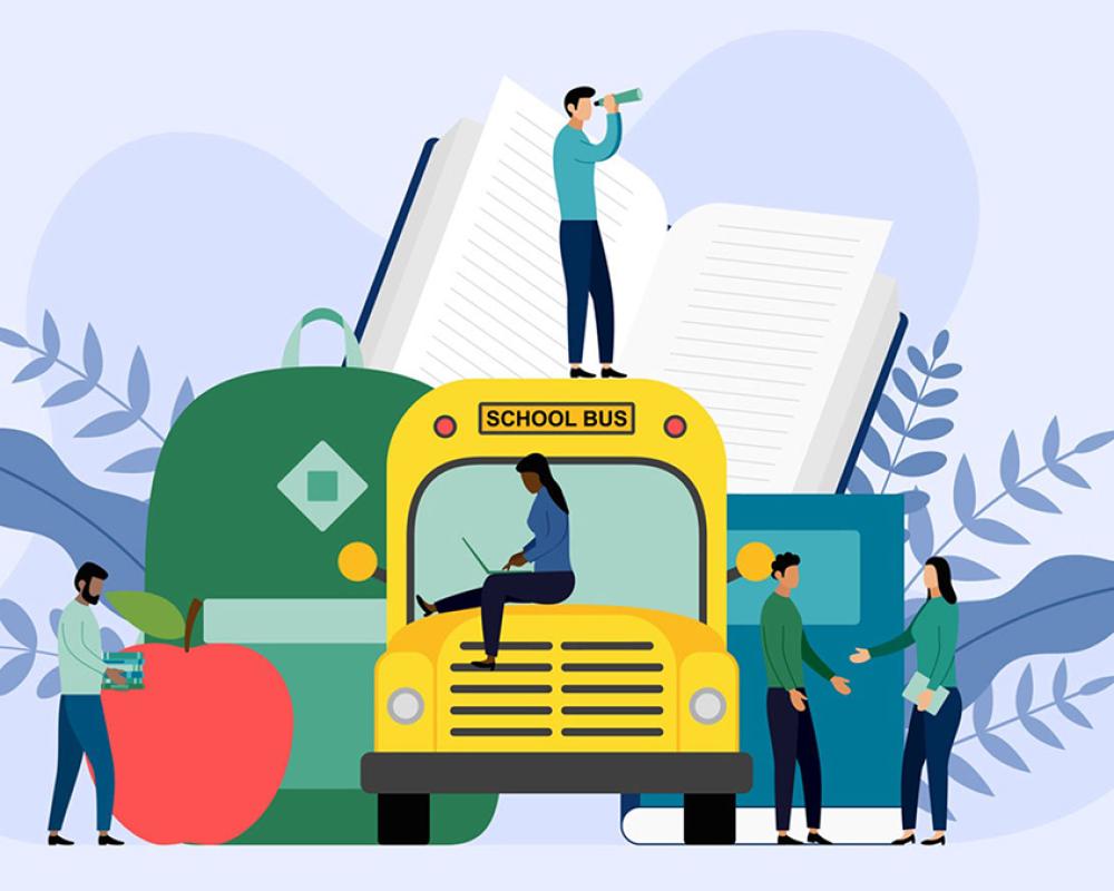 Ilustración de autobús escolar