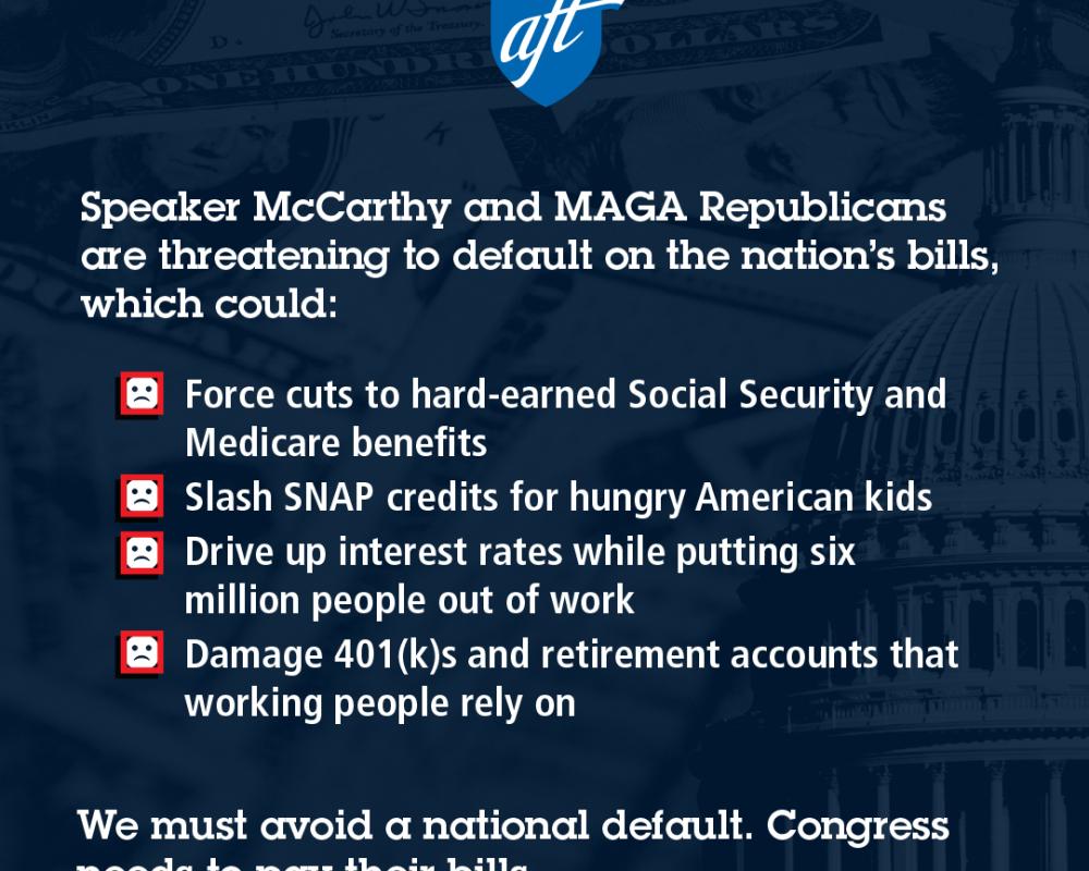 Speaker McCarthy and MAGA Republicans are threatening to default on the nation's bills.
