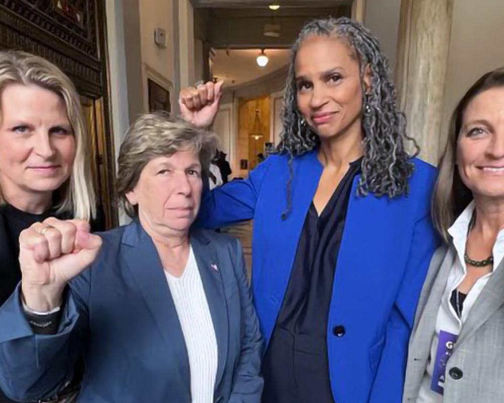 Photo of Randi Weingarten and other leaders at the AI Insight Forum hosted by Senate Majority Leader Chuck Schumer on Sept. 13.