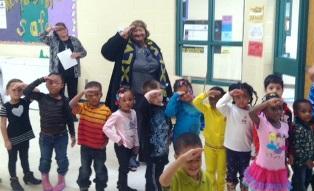 Lorretta Johnson and students