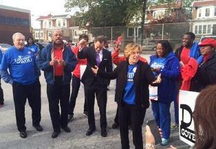 Randi Weingarten campaigning in Philadelphia