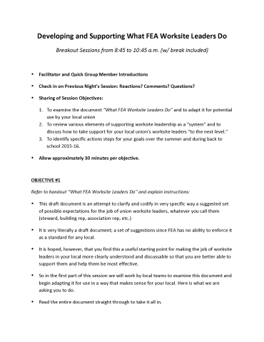 supporting the worksite leadership system