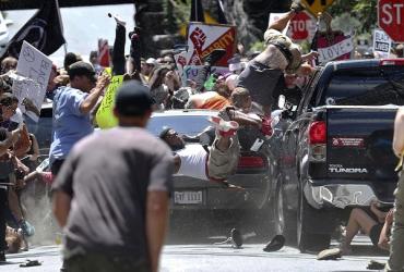 Car crashing into counter-protesters