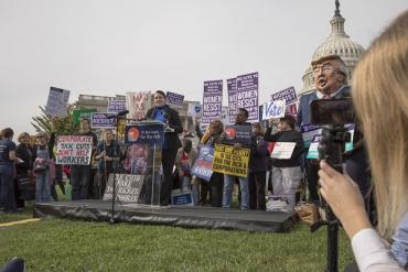 Sarah LaFrenz speaking at Capitol Hill rally