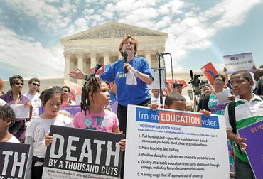 Randi Weingarten at rally