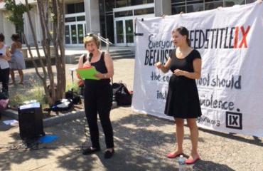 Weingarten at Title IX rally