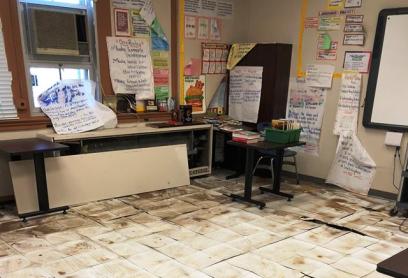 Damaged floor tiles in Baltimore