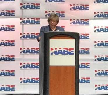 Randi Weingarten speaking at the conference