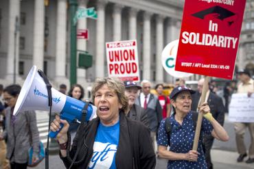 Randi Weingarten at rally