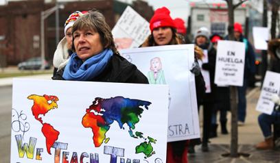 Randi Weingarten en la huelga de maestros de Chicago