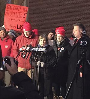 Randi Weingarten speaks to strikers in Chicago