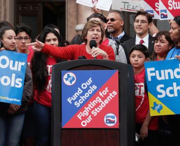 Fund Our Future - Randi Weingarten at podium