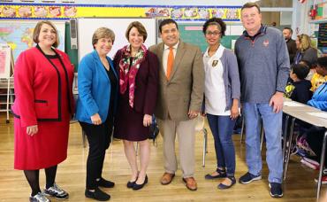 Randi Weingarten, Amy Klobuchar at Yonkers HS