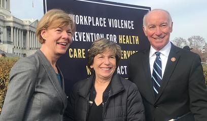Randi Weingarten with senators on Capitol Hill