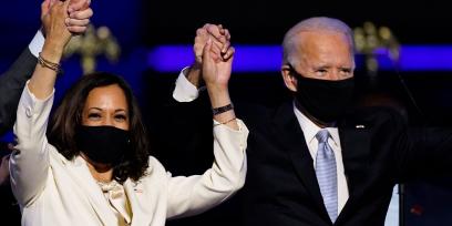 Joe Biden & Kamala Harris celebrate the win