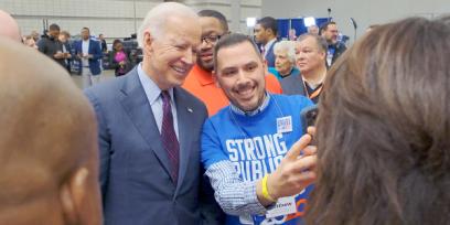 Joe Biden with AFT members