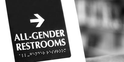 All-gender restrooms sign