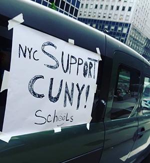 sign on car details support for NYC CUNY schools