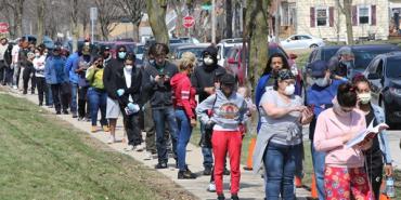 A line to vote in Wisconsin, composed entirely of people of color