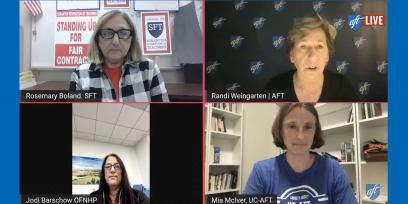 Video call with Randi Weingarten, Rosemary Boland, Jodi Barschow, Mia McIver