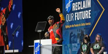 Chris Smalls and Starbucks workers at AFT Convention