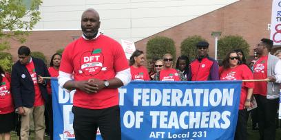 Terrence Martin Sr. with members of the Detroit Federation of Teachers