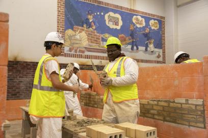 Photo of students doing hands-on construction project