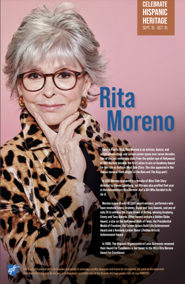 AFT's HHM 2023 poster of Rita Moreno