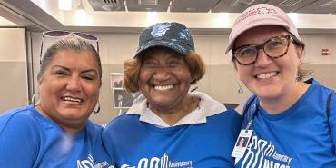 Photo: From left, AFT Executive Vice President Evelyn DeJesus, Secretary-Treasurer Emeritus Lorretta Johnson and former Executive Vice President Mary Cathryn Ricker pose together.