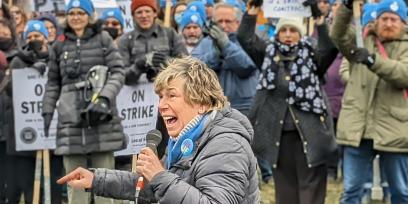 Randi Weingarten supporting strike