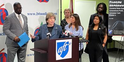 Weingarten speaks at a press conference in Broward County, FL.