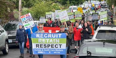 Striking healthcare workers in Oregon