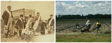 Left, National Child Labor Committee collection, Library of Congress, Prints and Photographs Division. Right, juxtapose^esopatxuj. 