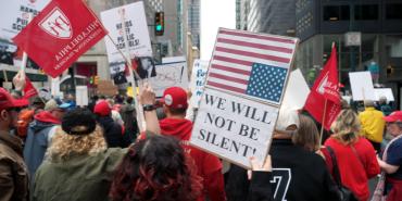 AFT participated in Hands Off protests in Philadelphia on April 5.