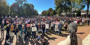 Crowd gathered to protest loyalty oath
