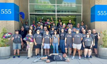 pride task force outside AFT headquarters